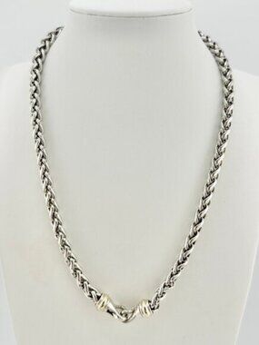 David Yurman Wheat Chain Necklace w/ 14K Yellow Gold - 6mm - 18"